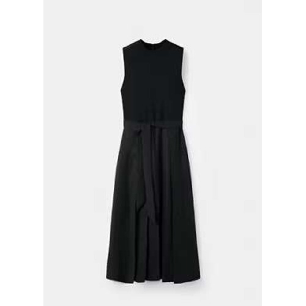 Mango Combined Woven Maxi Dress W/Belt Size 6 New With Tags